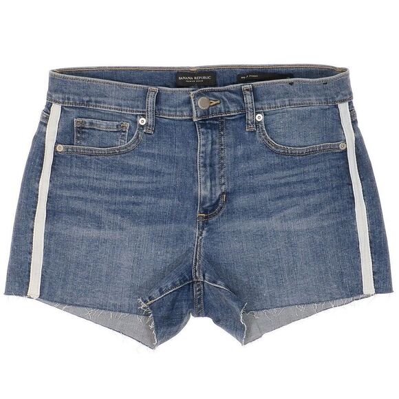 Banana Republic Mid Rise Shorts Size 28 Womens Blue Denim Stretch Measures W30 - Picture 1 of 9